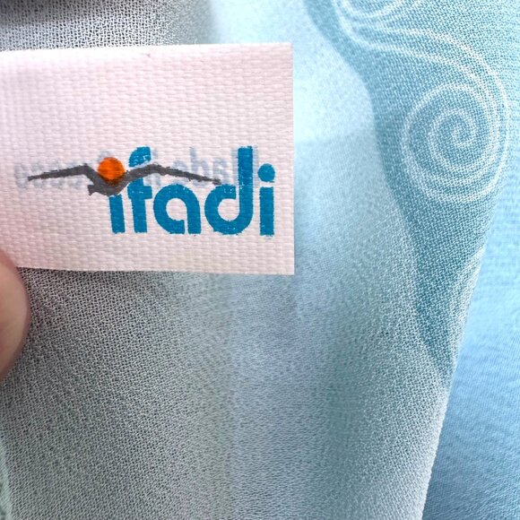 Aphrodite Silk Scarf By Ifadi Greece 31” Square Aqua Blue & Greek Goddess Print - Picture 5 of 8